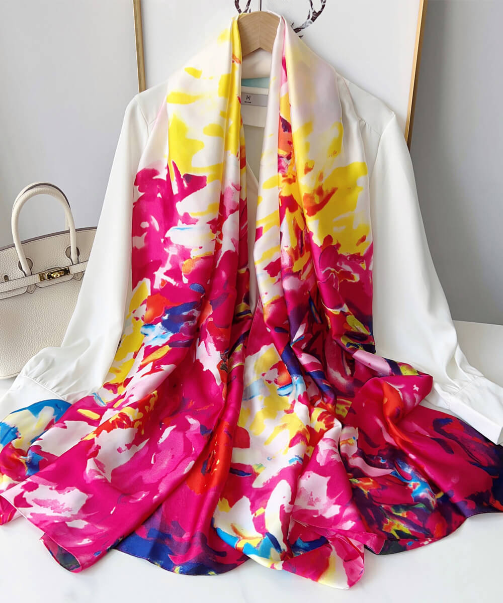 Deep Hot Pink Printed Scarf by Bandano Pakistan