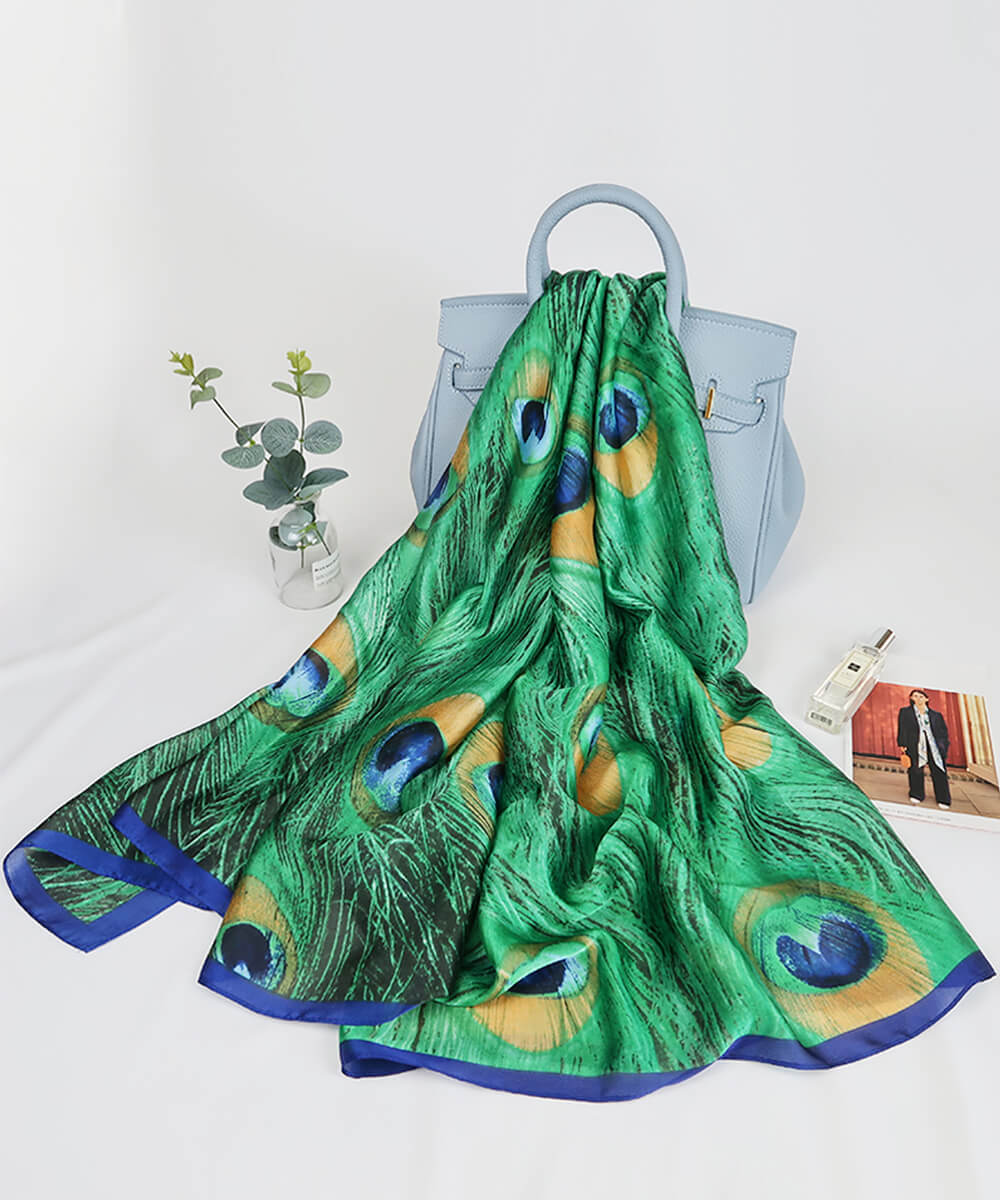 Gum Green Printed Scarf - styled view
