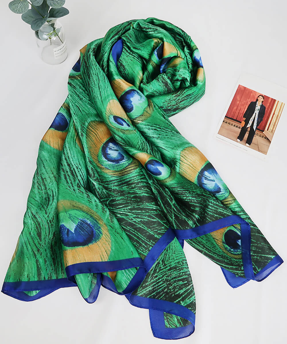 Gum Green Printed Scarf - close-up of the fabric