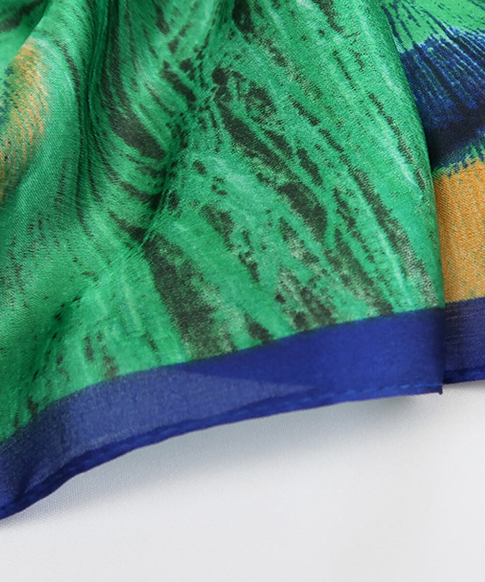 Gum Green Printed Scarf - worn styling