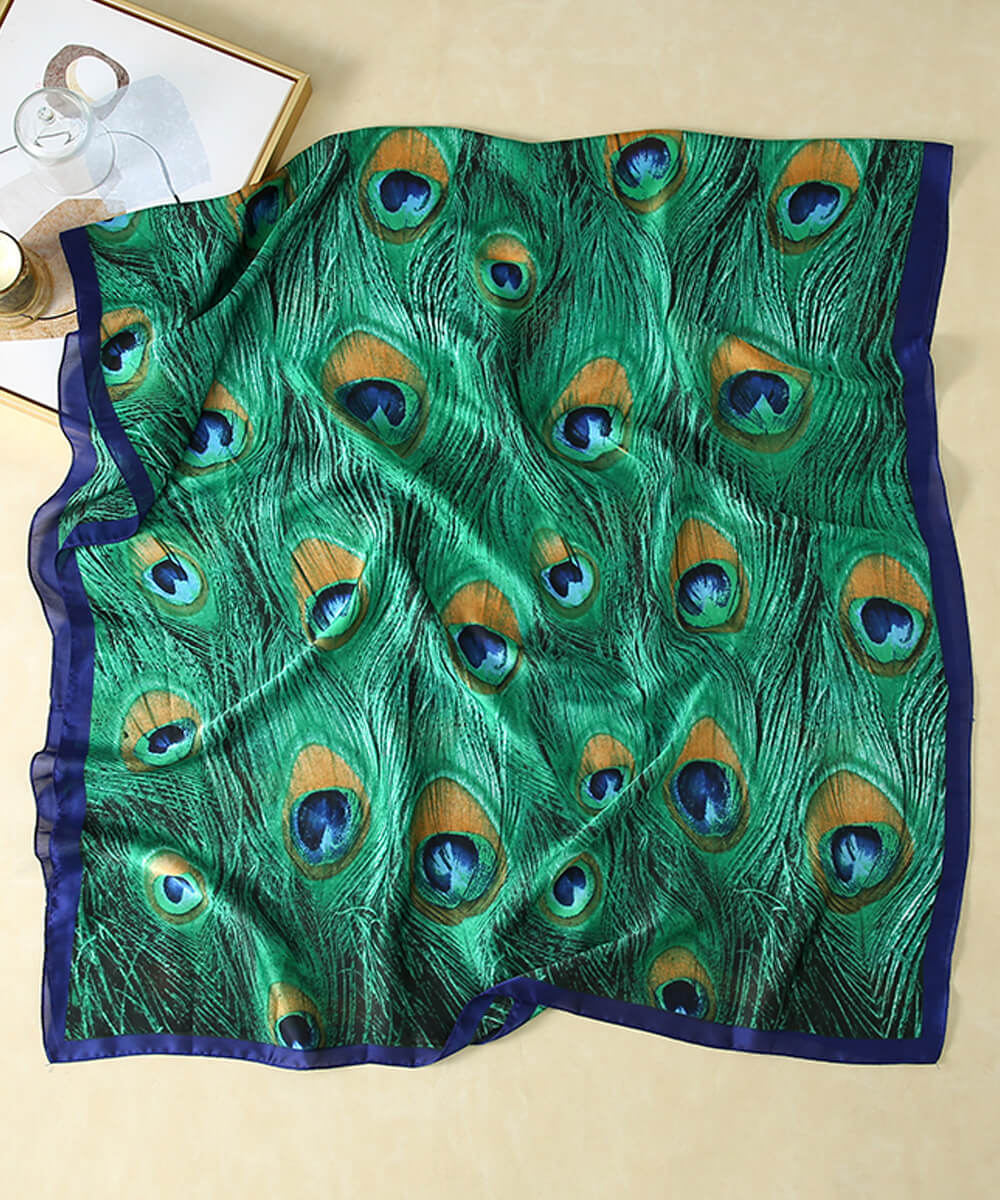 Gum Green Printed Scarf - folded detail