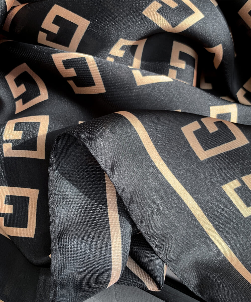 Pale Taupe Printed Scarf - folded detail