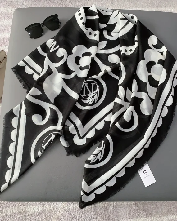 Acadia Black Square Scarf by Bandano Pakistan