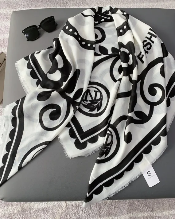 Acadia White Square Scarf by Bandano Pakistan