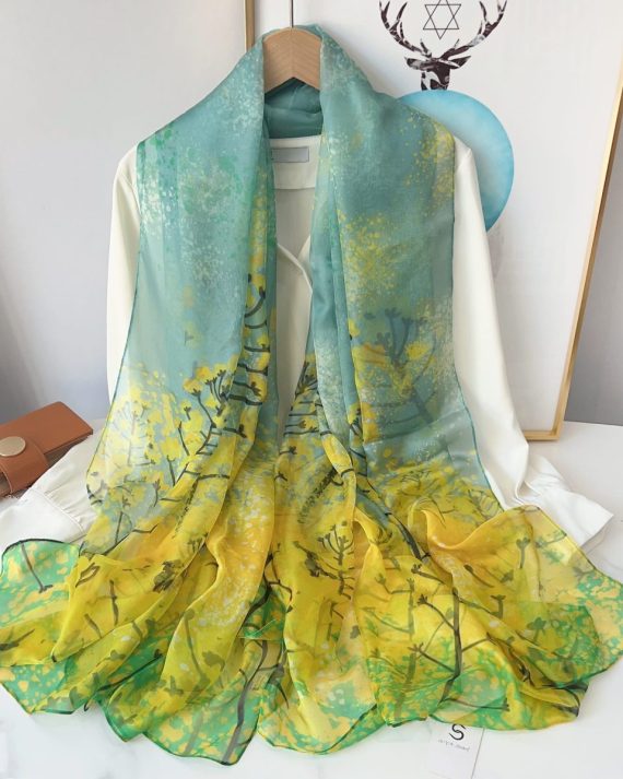 Amulet Green Chiffon Georgette Scarf by Bandano Pakistan