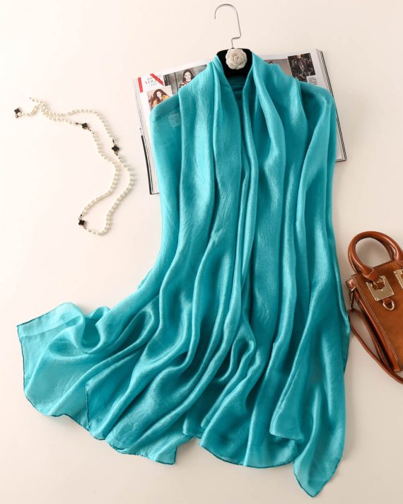 Sea Blue Silk Scarf by Bandano Pakistan