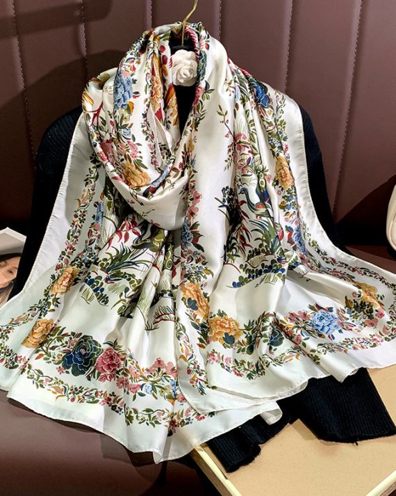 Aragonite White Printed Scarf by Bandano Pakistan