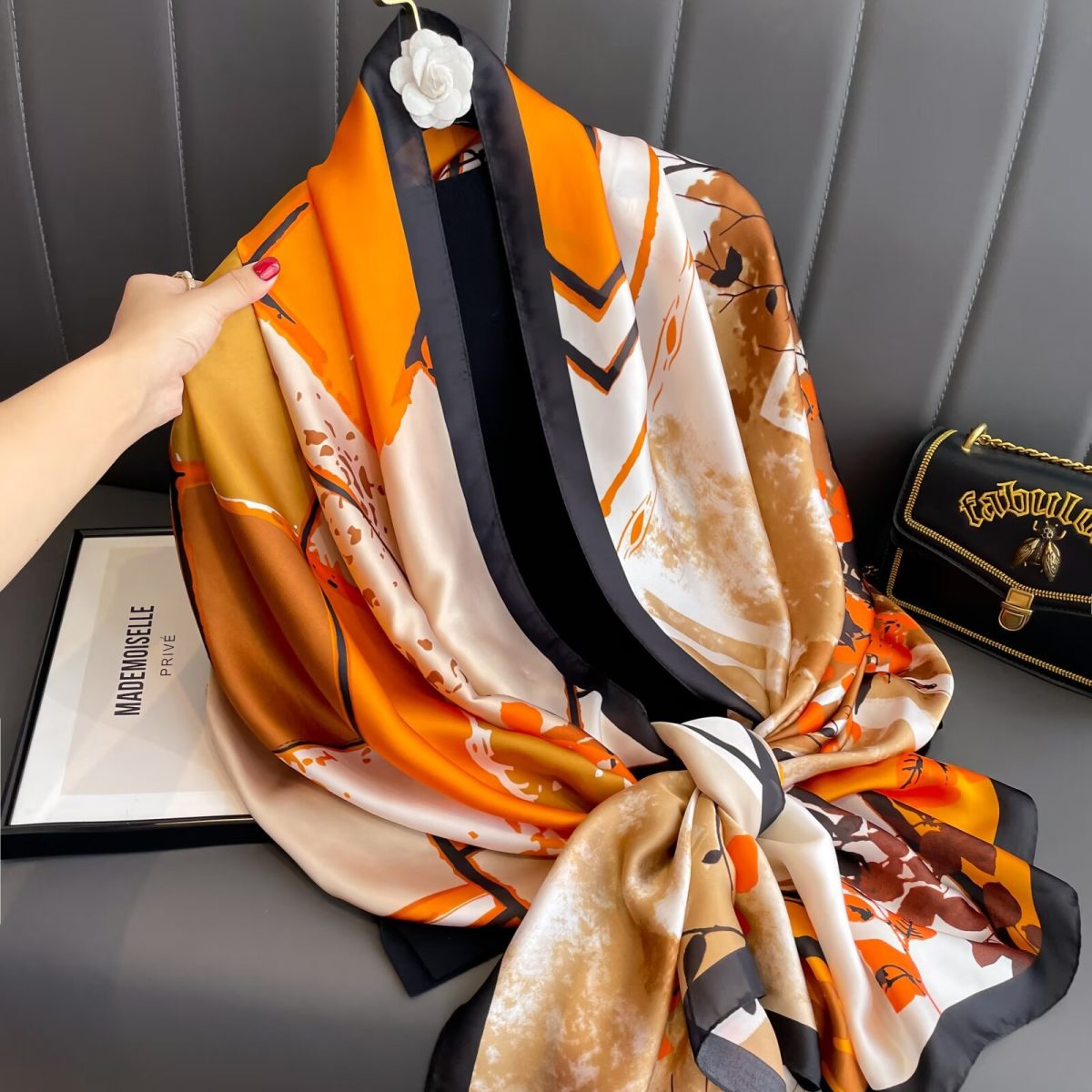 Artyclick Orange Printed Scarf by Bandano Pakistan