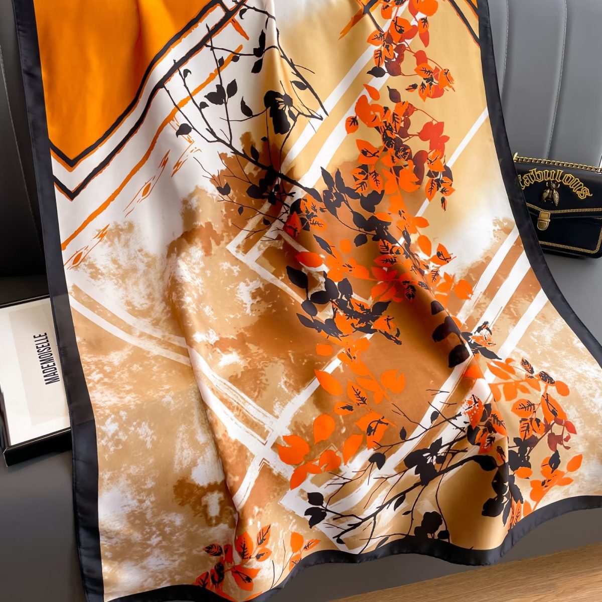 Artyclick Orange Printed Scarf - styled view
