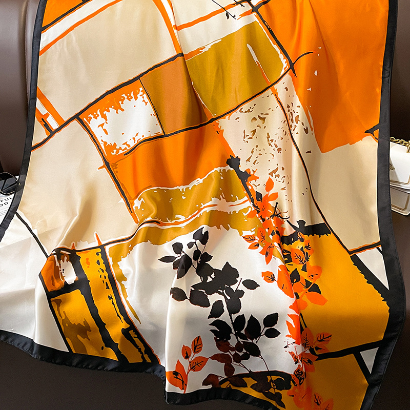 Artyclick Orange Printed Scarf - close-up of the fabric