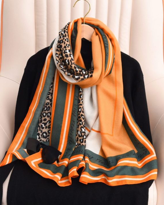 Atomic Tangerine Printed Scarf by Bandano Pakistan