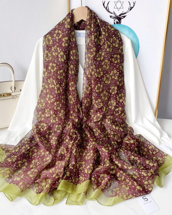 Aubergine Chiffon Georgette Scarf by Bandano Pakistan