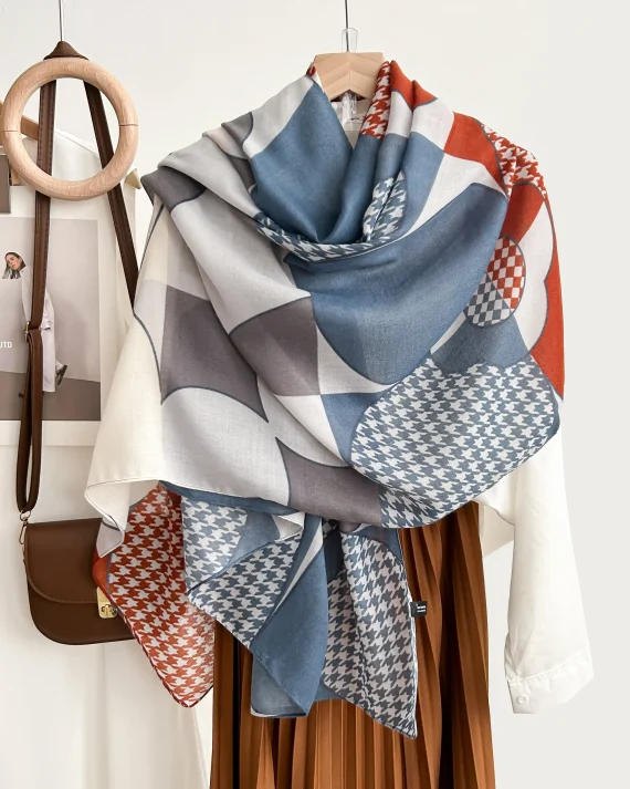 Avery Blue Printed Scarf by Bandano Pakistan