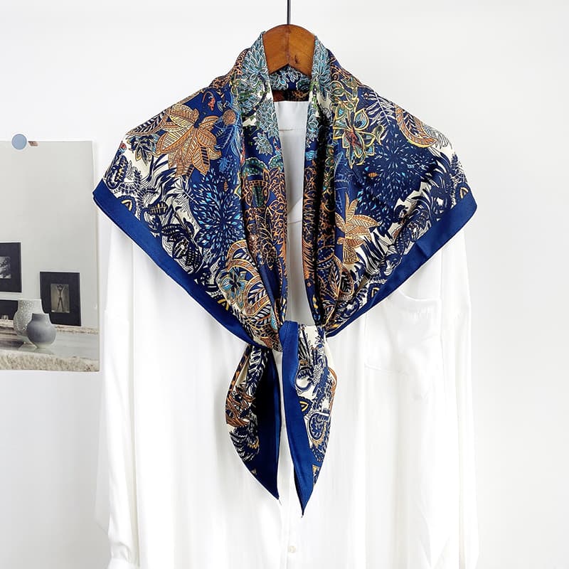 Bavarian Blue Head Scarf - full view