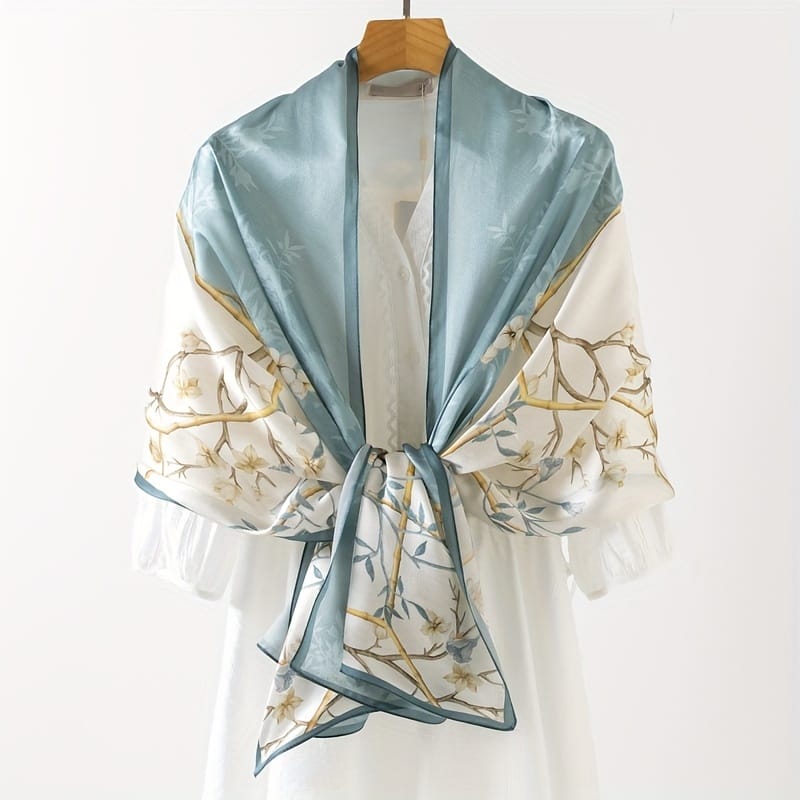 Bayoux Grey Printed Scarf - styled view