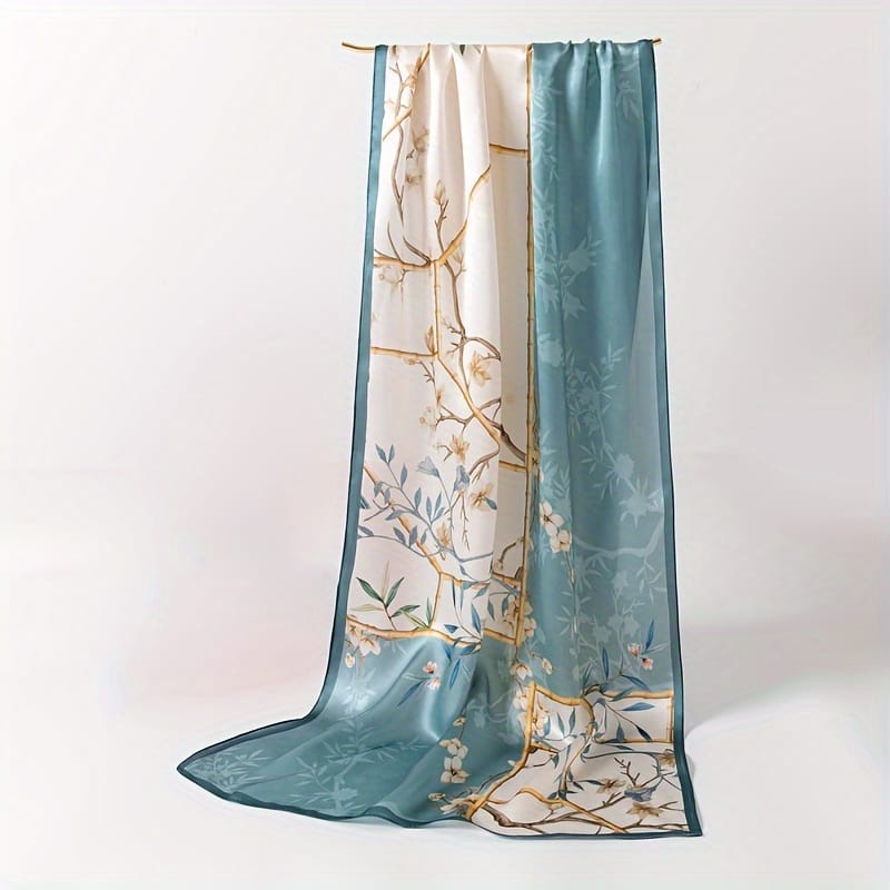 Bayoux Grey Printed Scarf - worn styling