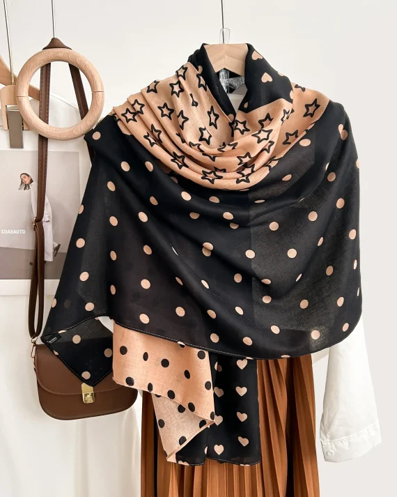 Dark Dotted Printed Scarf by Bandano Pakistan