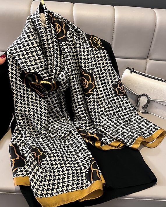 Dark Houndstooth Printed Scarf by Bandano Pakistan
