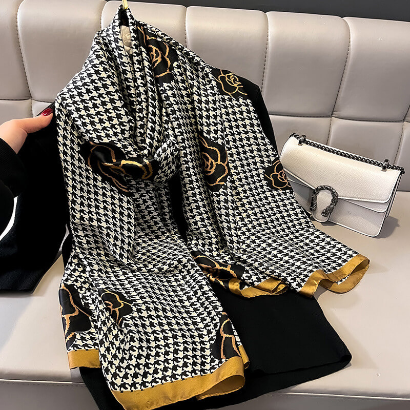 Dark Houndstooth Printed Scarf by Bandano Pakistan