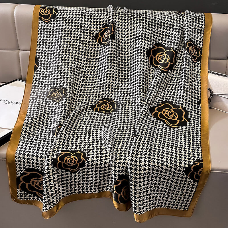 Dark Houndstooth Printed Scarf - styled view