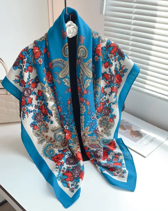 Azure Petaline Square Scarf by Bandano Pakistan