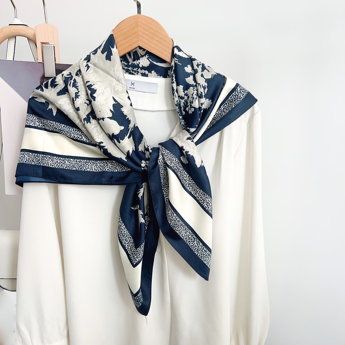 Azure Whale Head Scarf - draped detail
