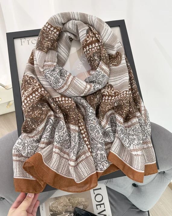 Brown Albescent Printed Scarf by Bandano Pakistan