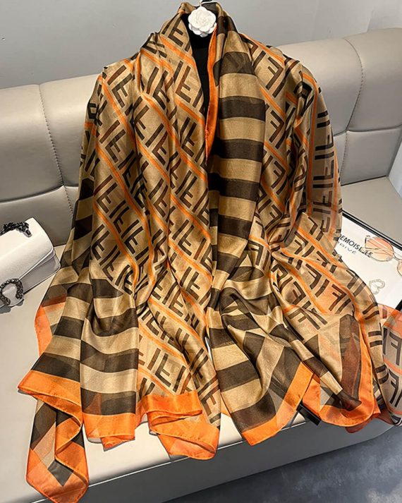 Brown Apache Chiffon Georgette Scarf by Bandano Pakistan