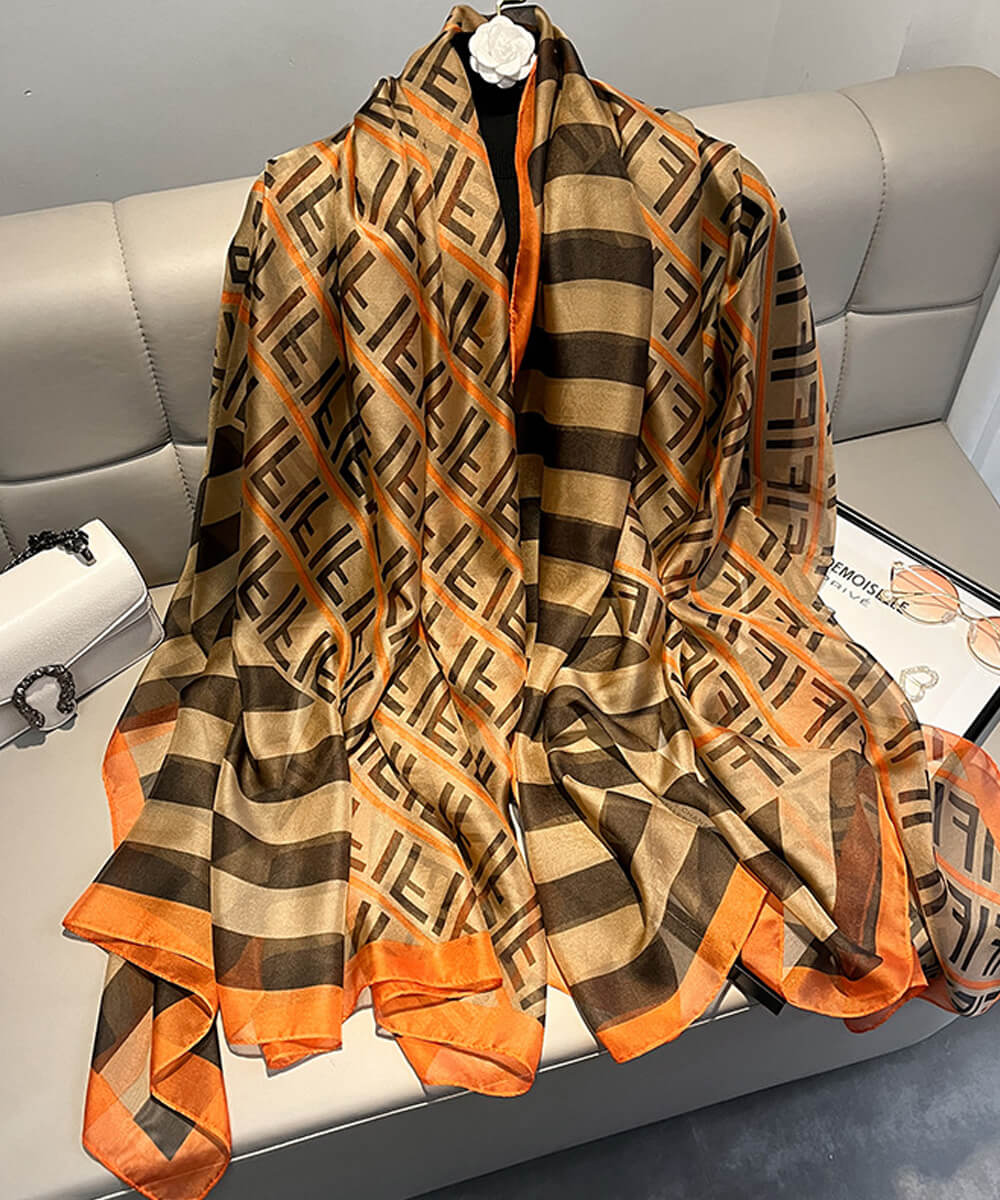 Brown Apache Chiffon Georgette Scarf by Bandano Pakistan