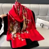 Cadmium Red Printed Scarf by Bandano Pakistan