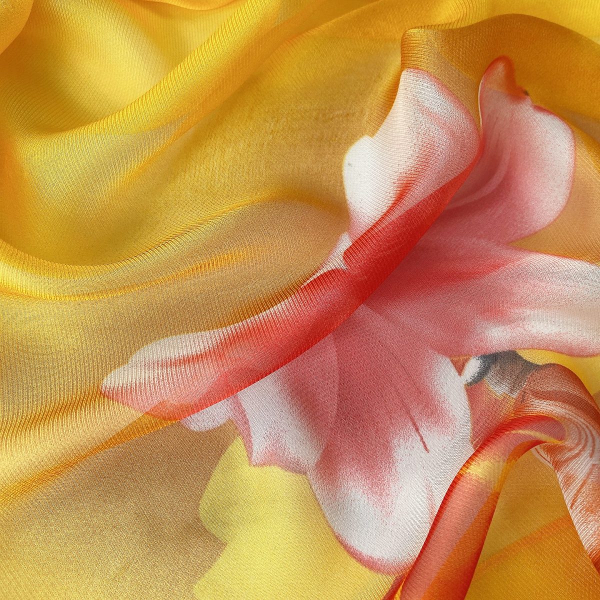 Cantaloupe Beer Chiffon Georgette Scarf - folded detail