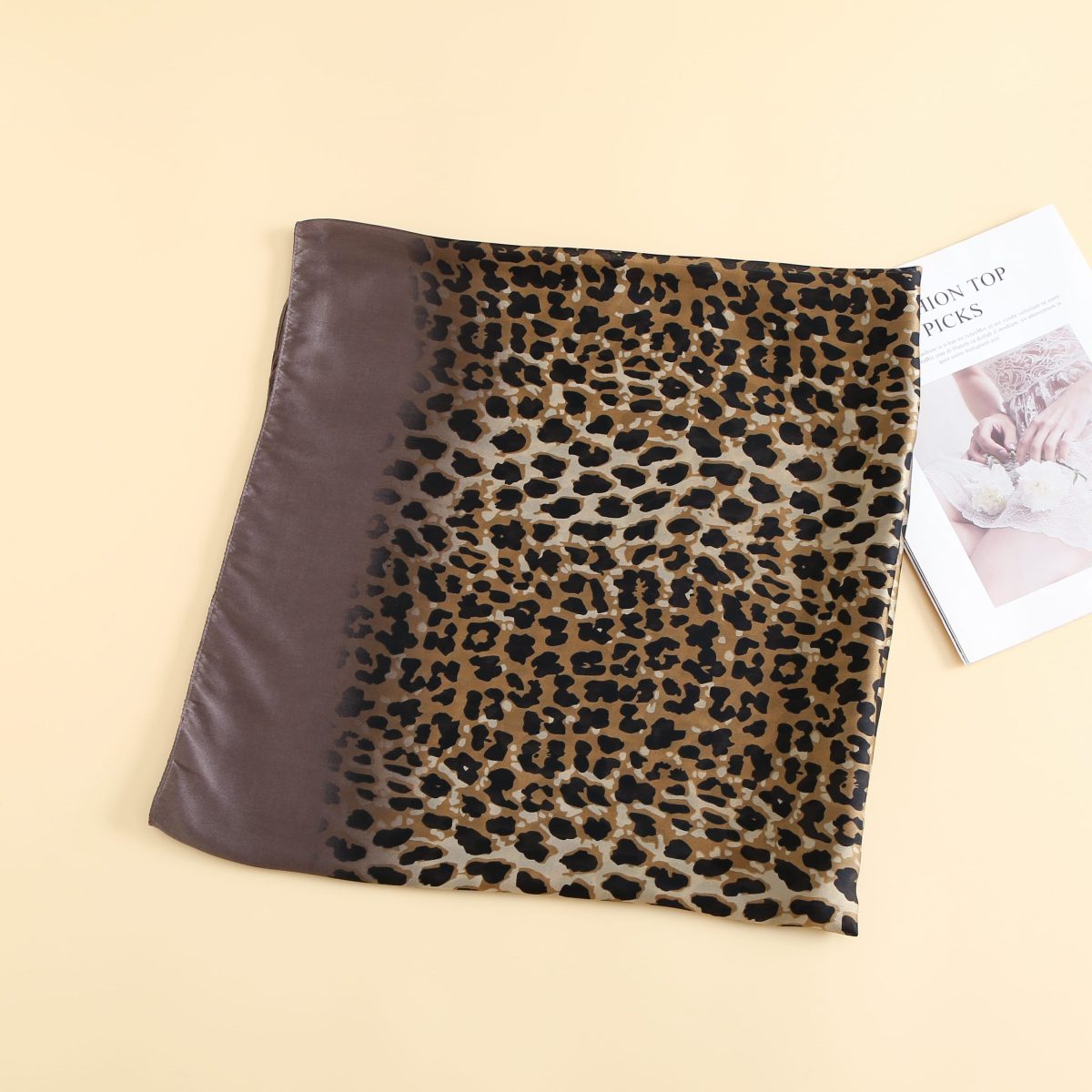 Fabric Brown Printed Scarf - full view