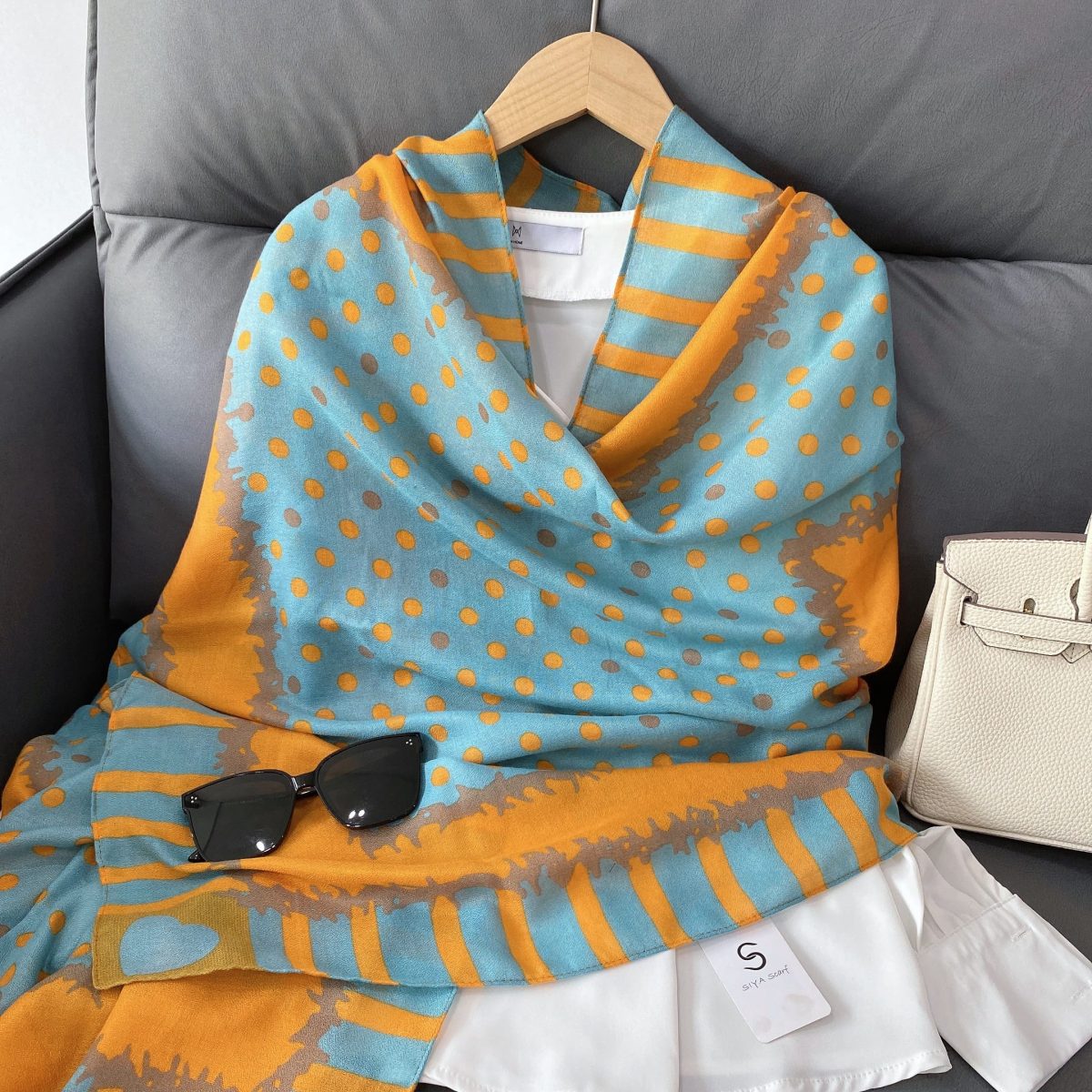 Carmine Orange Printed Scarf by Bandano Pakistan
