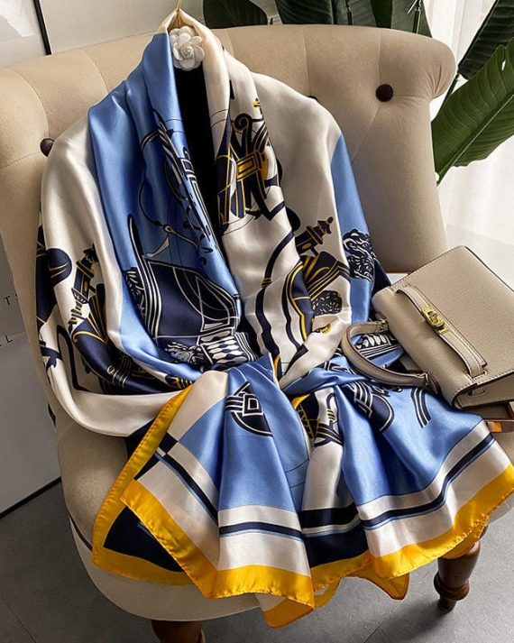 Carolina Jordy Blue Printed Scarf by Bandano Pakistan