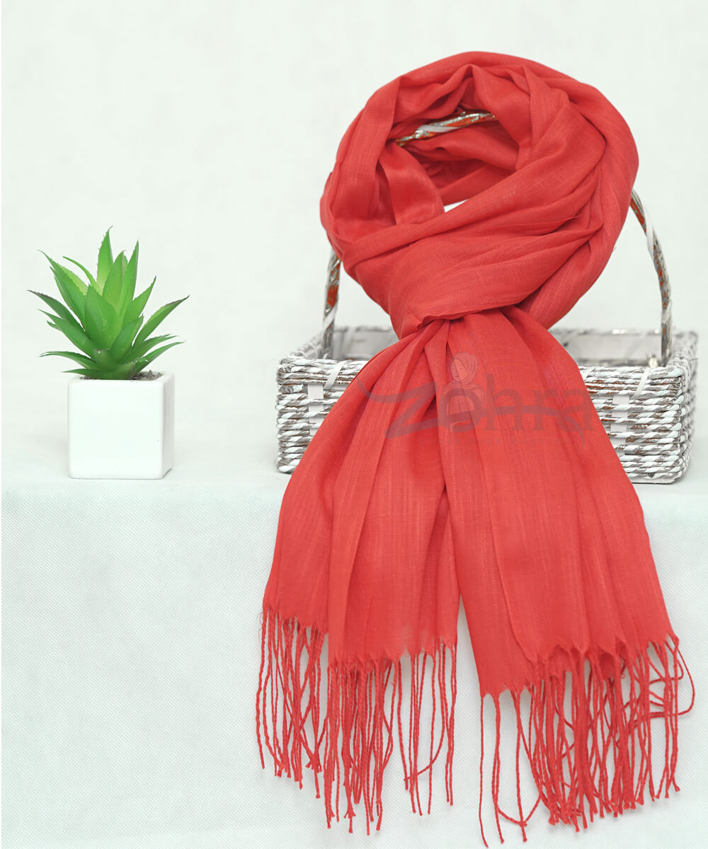 Light Red Cashmere Pashmina Scarf by Bandano Pakistan