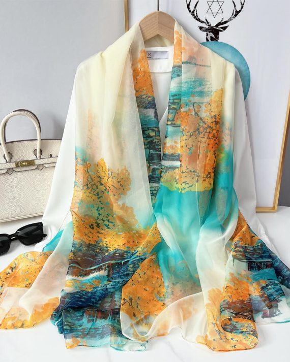 Shiny White Chiffon Georgette Scarf by Bandano Pakistan
