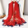 Cinnabar Red Chiffon Georgette Scarf by Bandano Pakistan