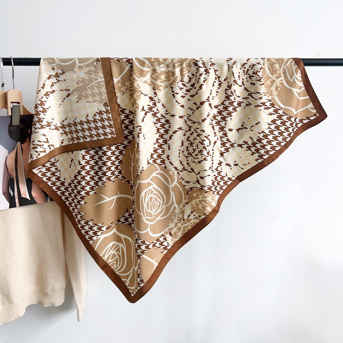Copper Brown Head Scarf - draped detail