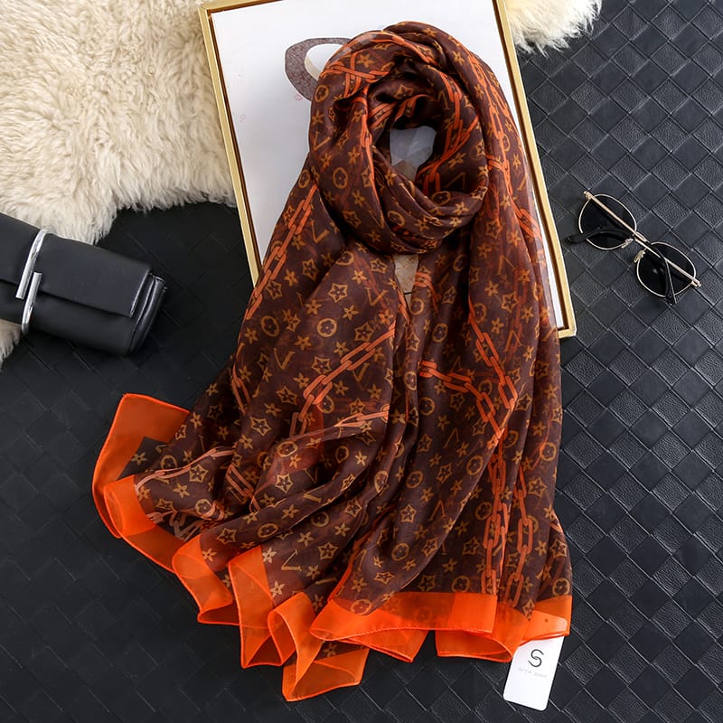 Cork Chiffon Georgette Scarf - draped detail