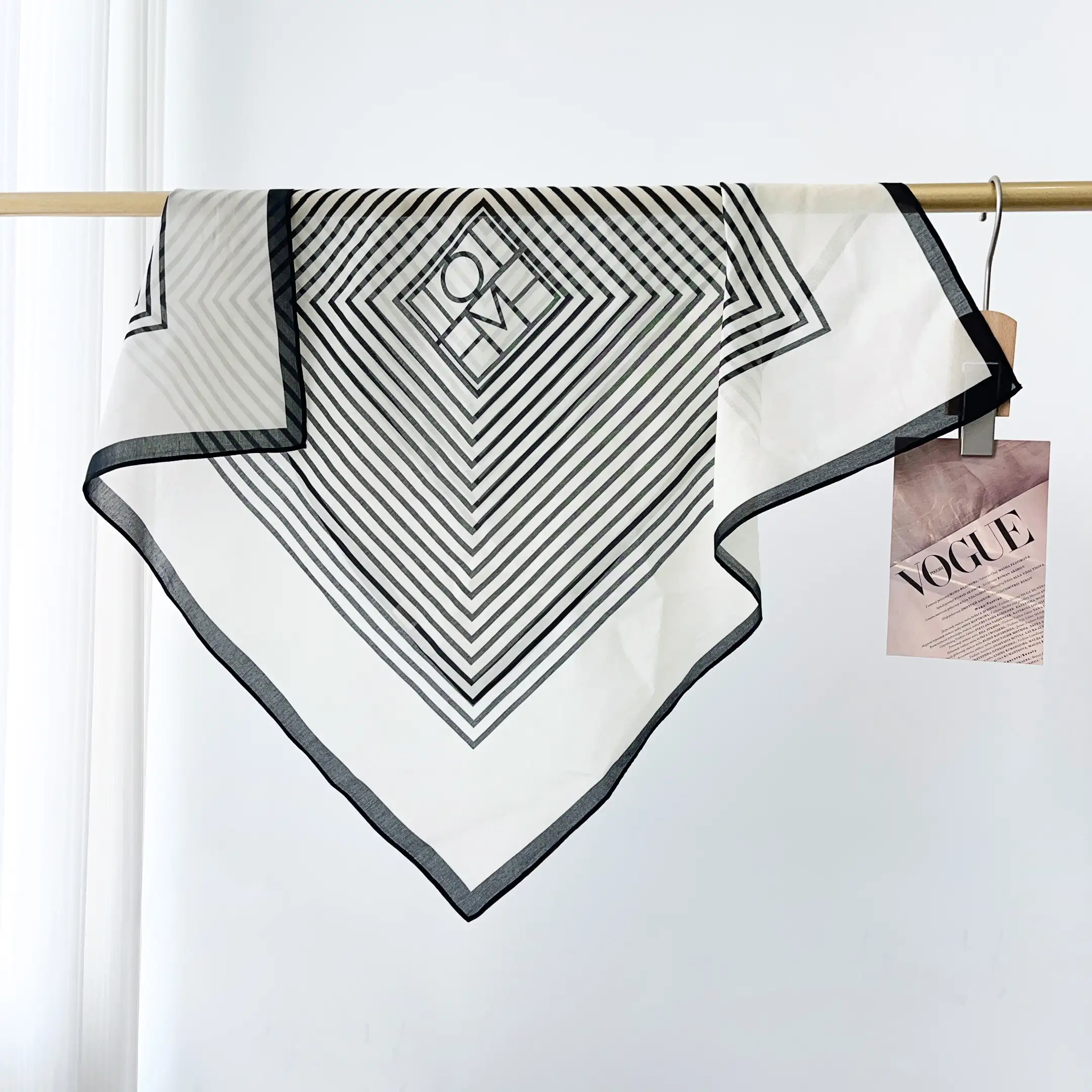 Creame Wood Cotton Silk Bandana - full view