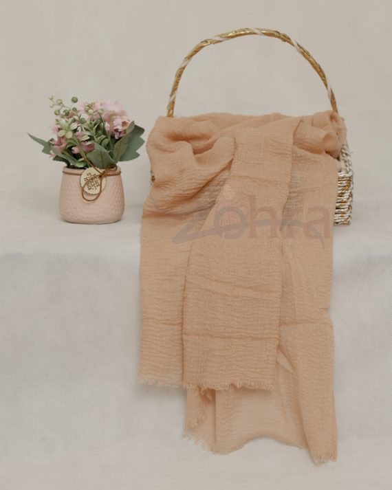 Light Taupe Crimps Lawn Cotton Turkish Hijab by Bandano Pakistan