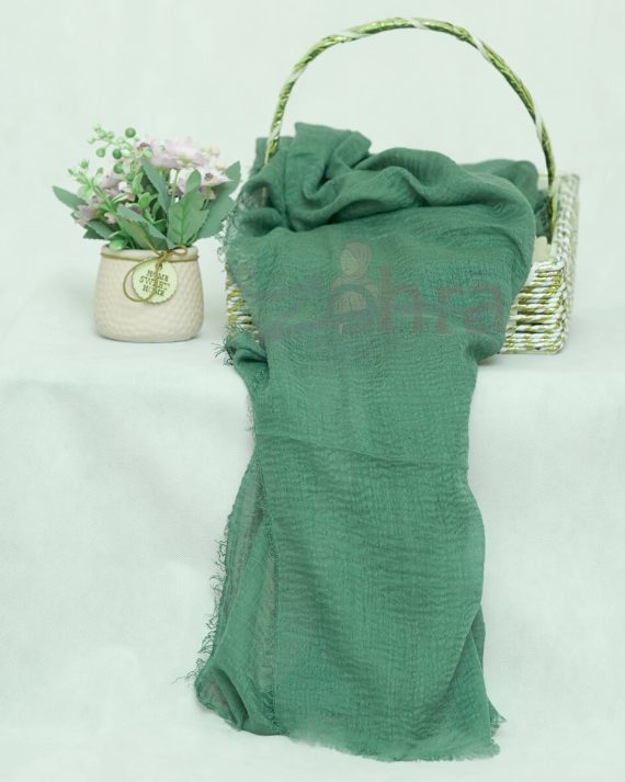 Emerald Green Crimps Lawn Cotton Turkish Hijab by Bandano Pakistan