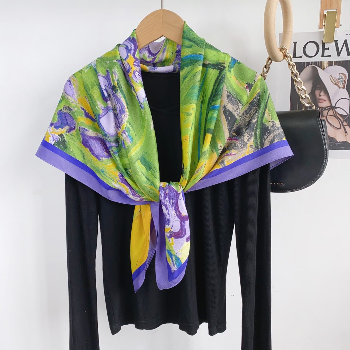 Dahlia Purple Head Scarf - styled view