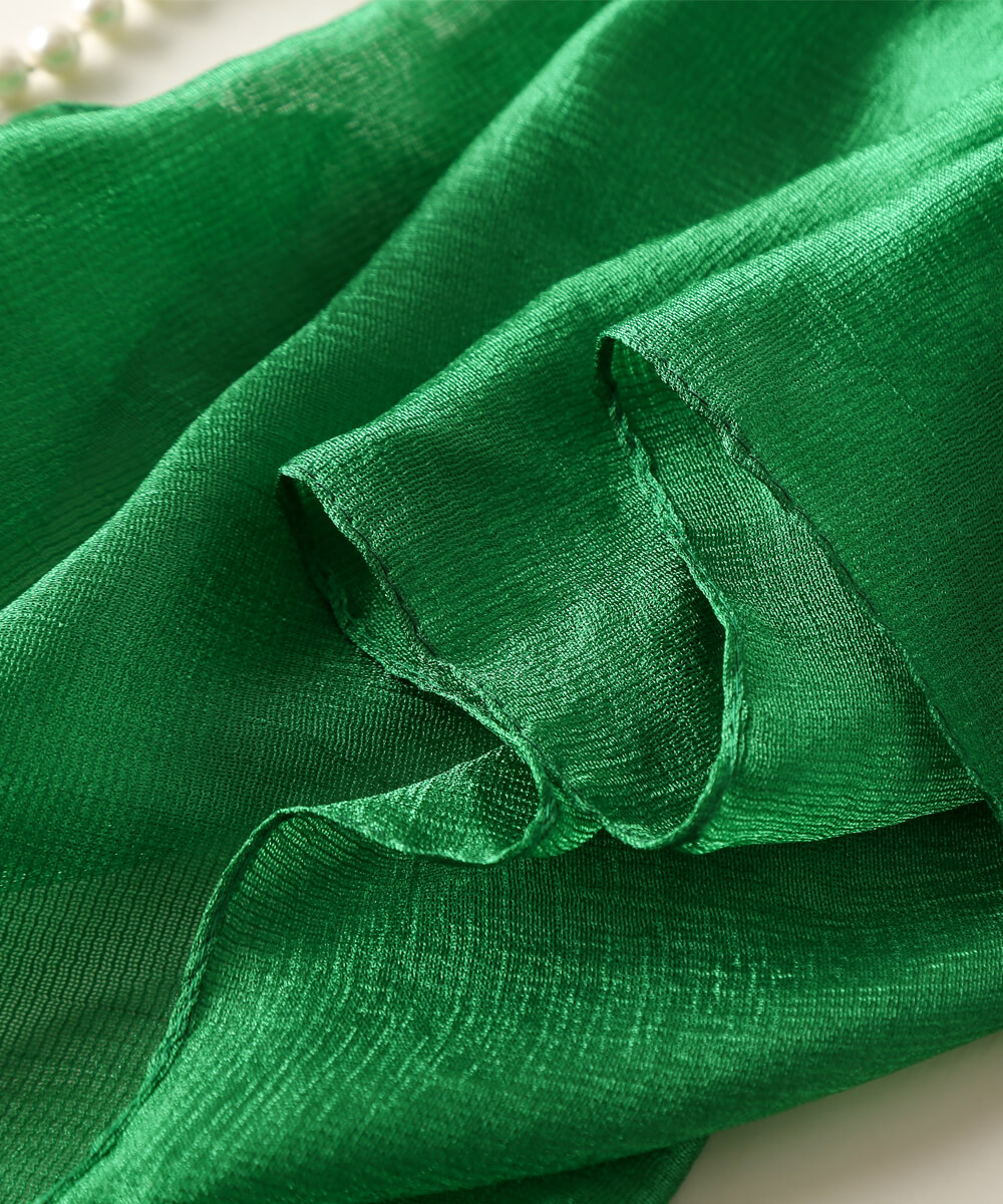 Deep Spring Green Silk Scarf - full view