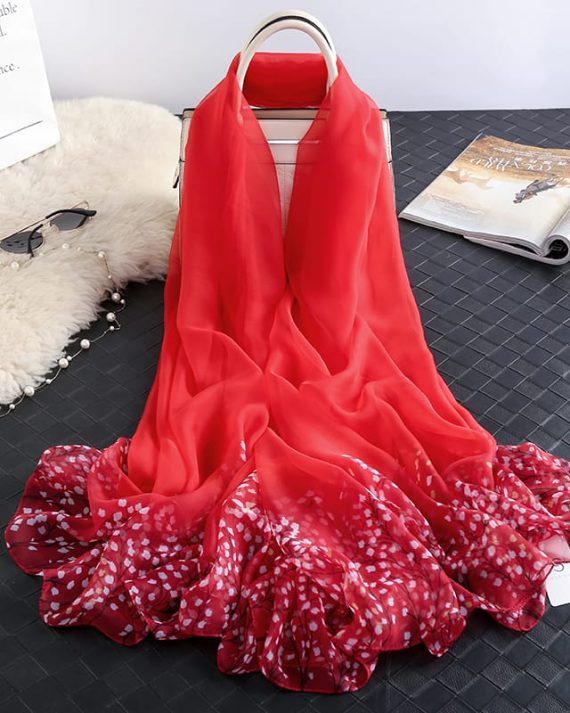 Deep Terra Cotta Chiffon Georgette Scarf by Bandano Pakistan
