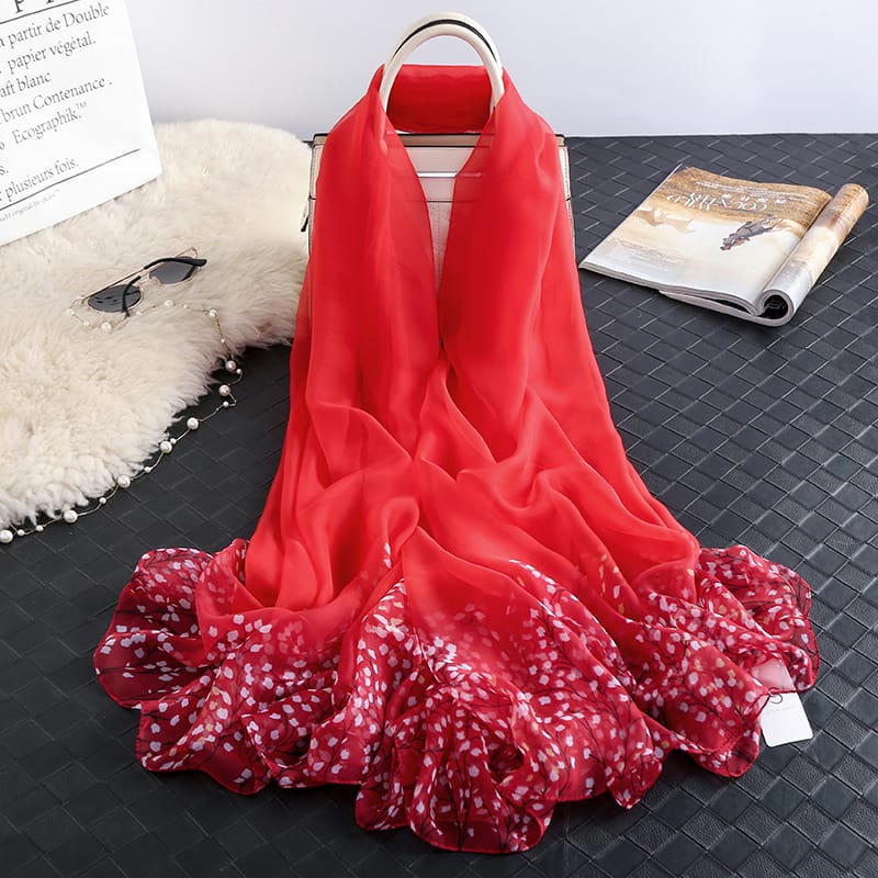 Deep Terra Cotta Chiffon Georgette Scarf by Bandano Pakistan
