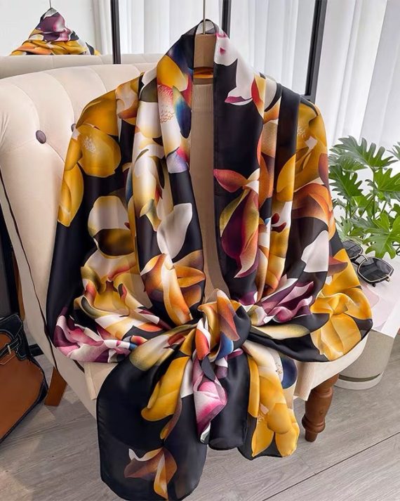 Deep Tulip Tree Printed Scarf by Bandano Pakistan