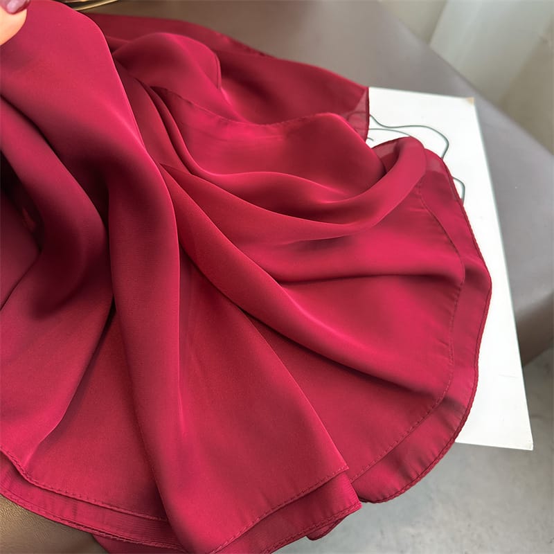 Rich Maroon Hijab Scarf - draped detail
