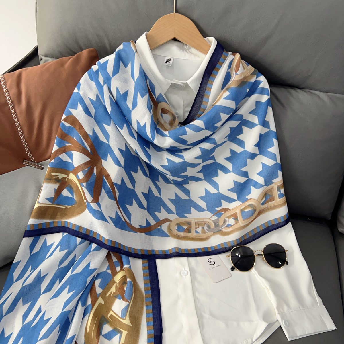 Dianne Blue Printed Scarf by Bandano Pakistan
