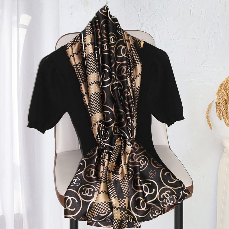 Droid Rock Black Printed Scarf - styled view